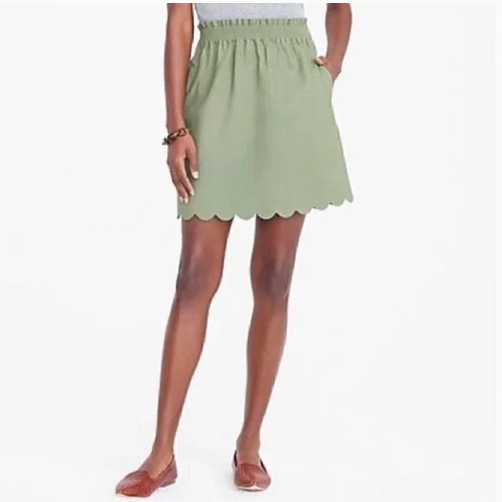 J. by J. Crew Womens Sz 2 Scalloped Sidewalk Skirt in Sweet Moss Green Paper Bag